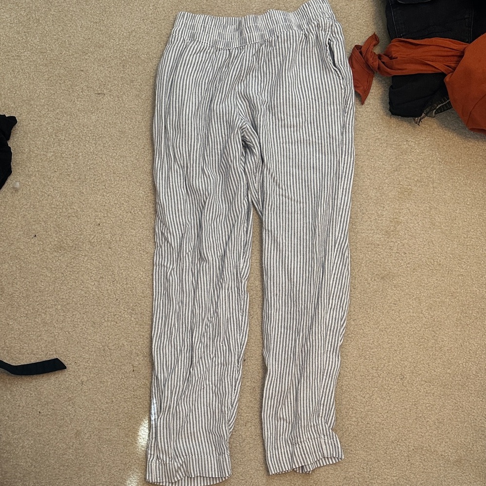Old Navy Gray and White Striped Pants